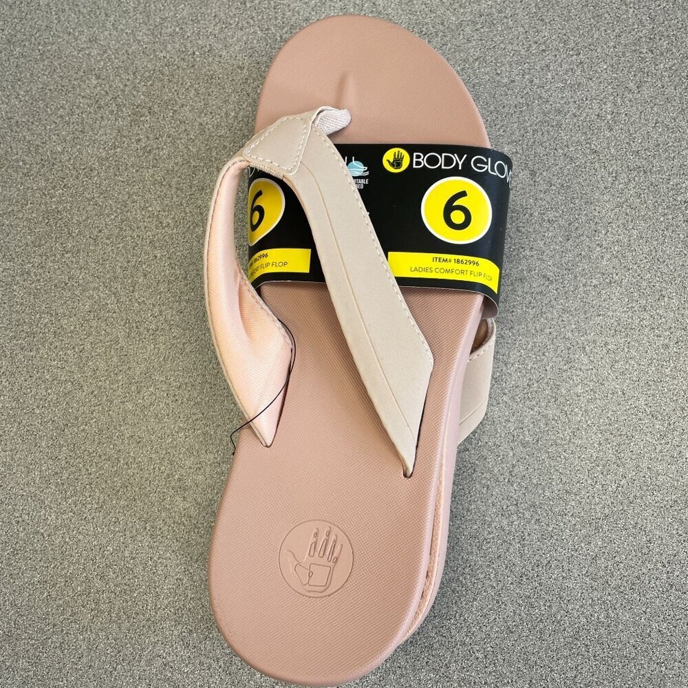 NEW Body Glove Women's Size 6 Comfort Flip Flops Thong Sandals Beige - Picture 2 of 5